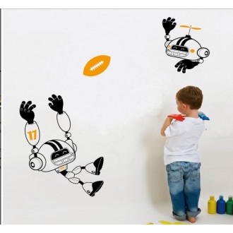 Robot playing Football Wall Sticker